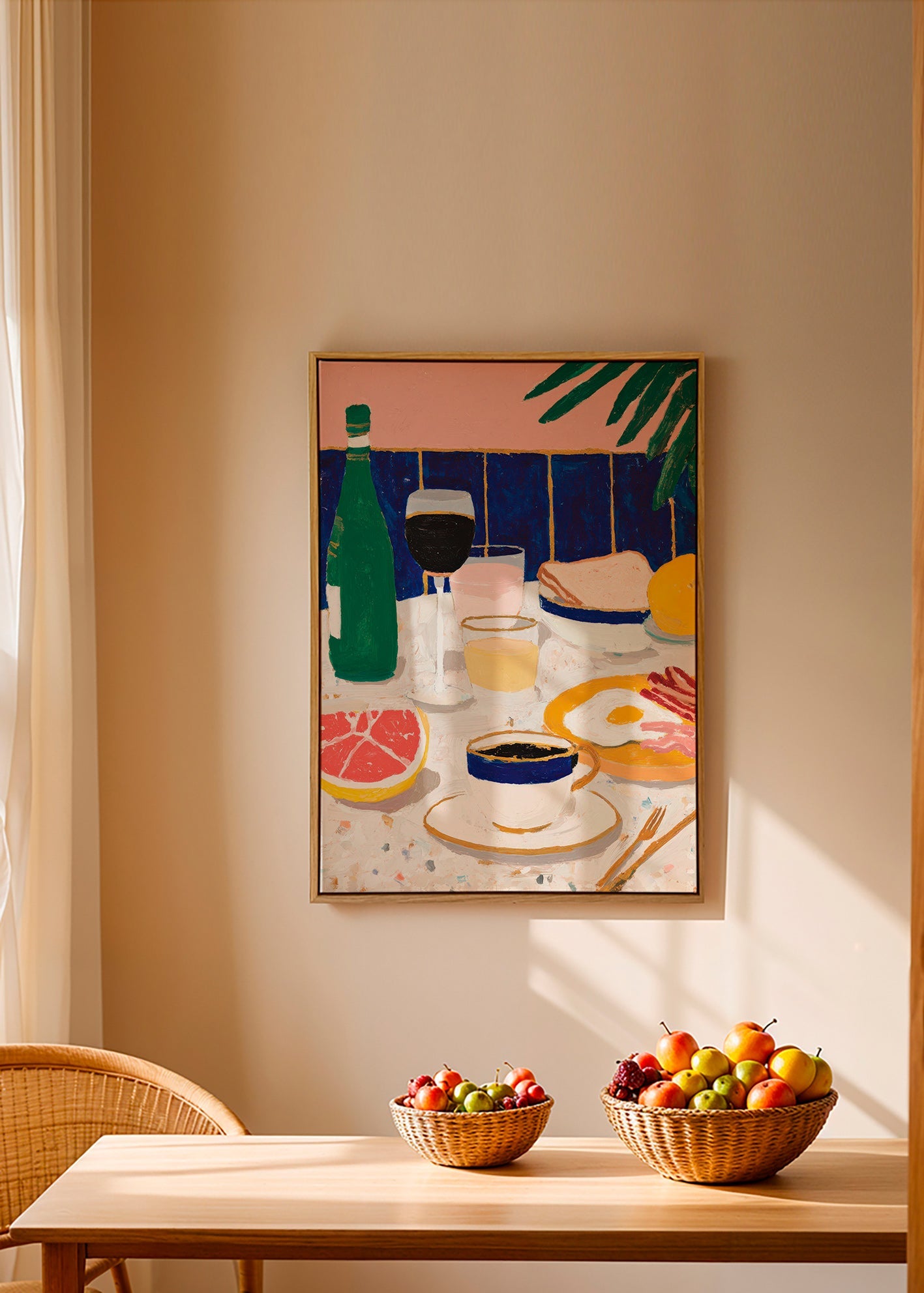 Keuken kunst: ontbijt stilleven met koffie en grapefruit