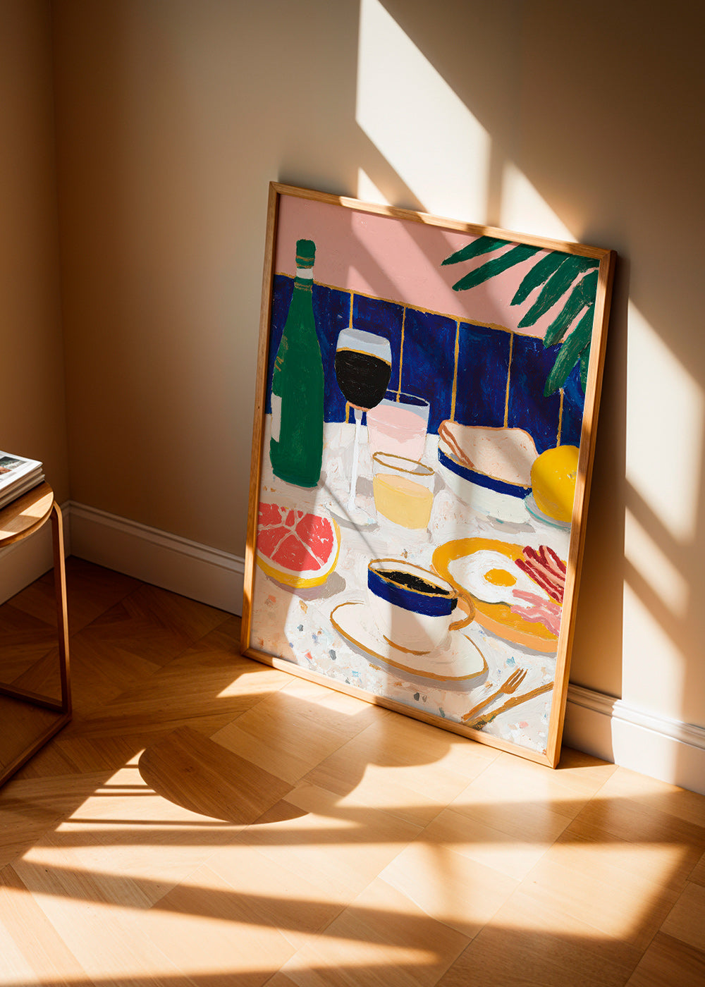 Keuken kunst: ontbijt stilleven met koffie en grapefruit