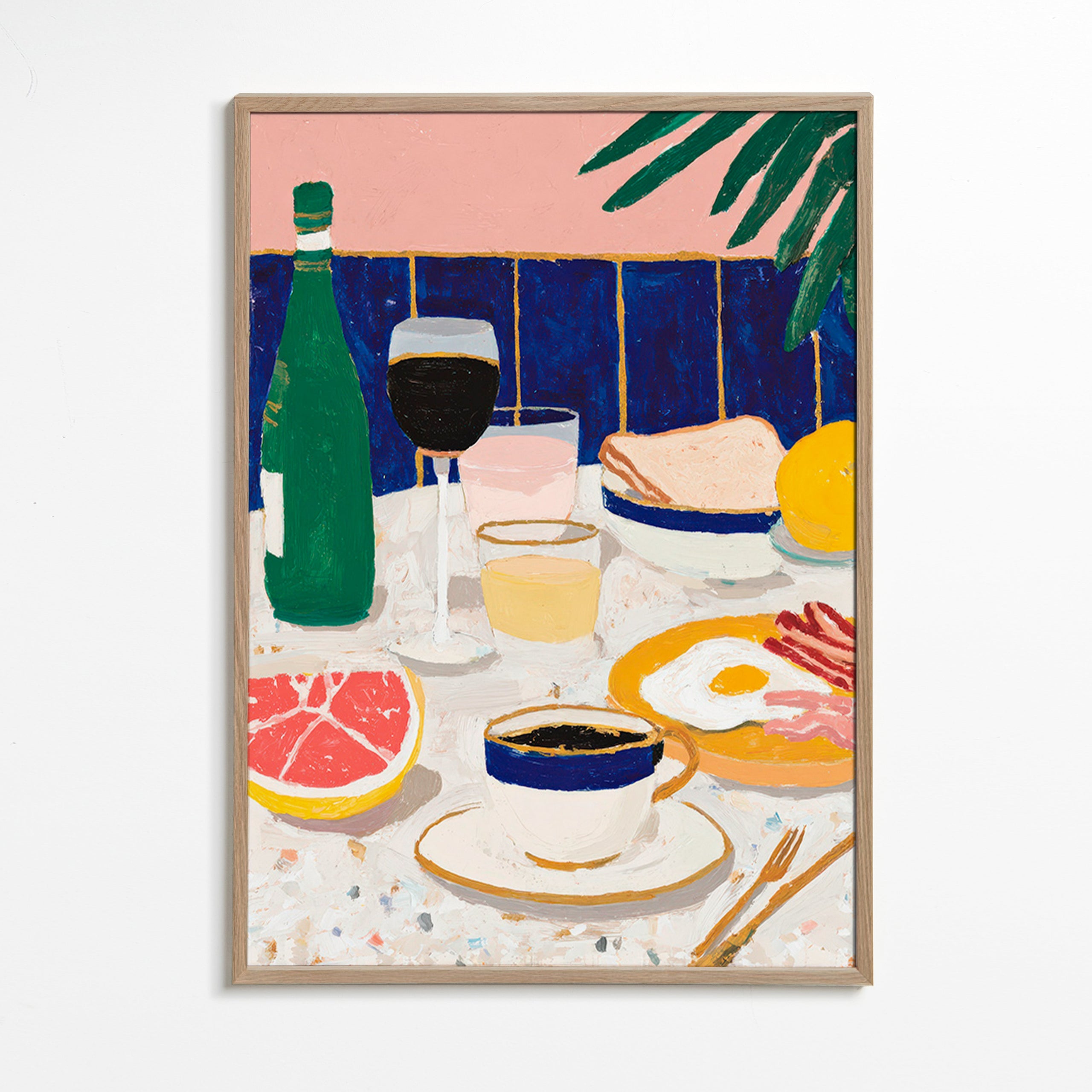 Keuken kunst: ontbijt stilleven met koffie en grapefruit