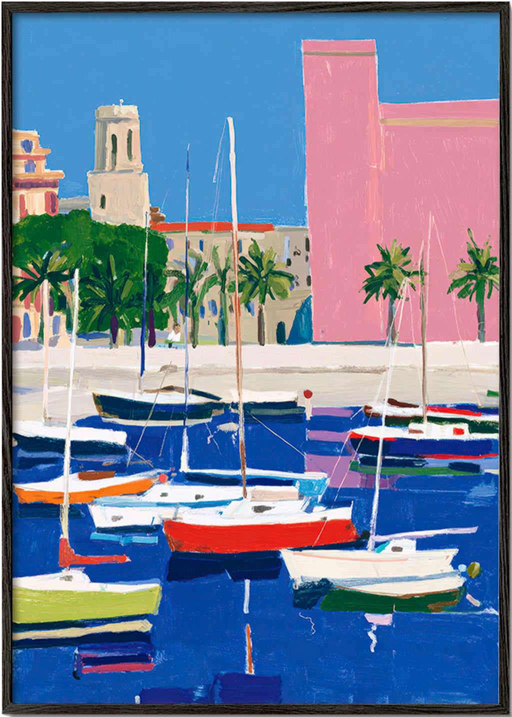 Havenlandschap in pastelkleuren