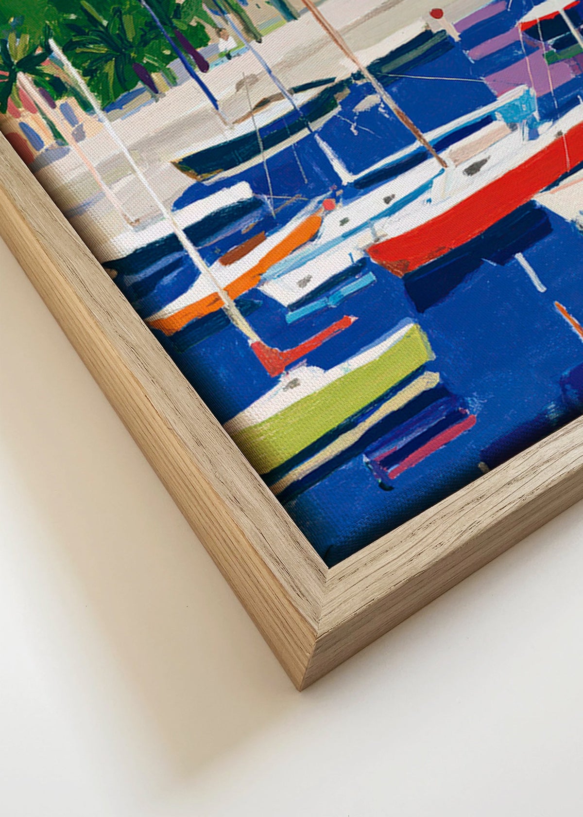 Havenlandschap in pastelkleuren