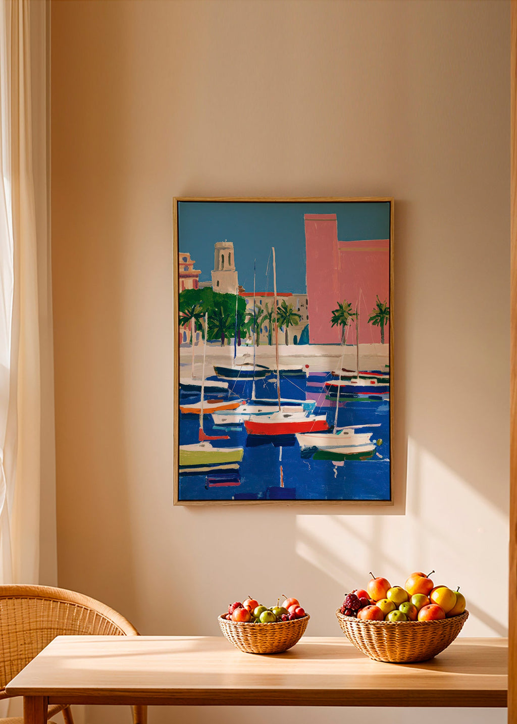 Havenlandschap in pastelkleuren