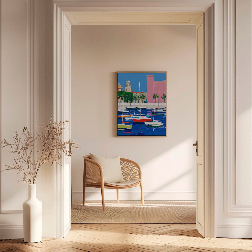 Havenlandschap in pastelkleuren