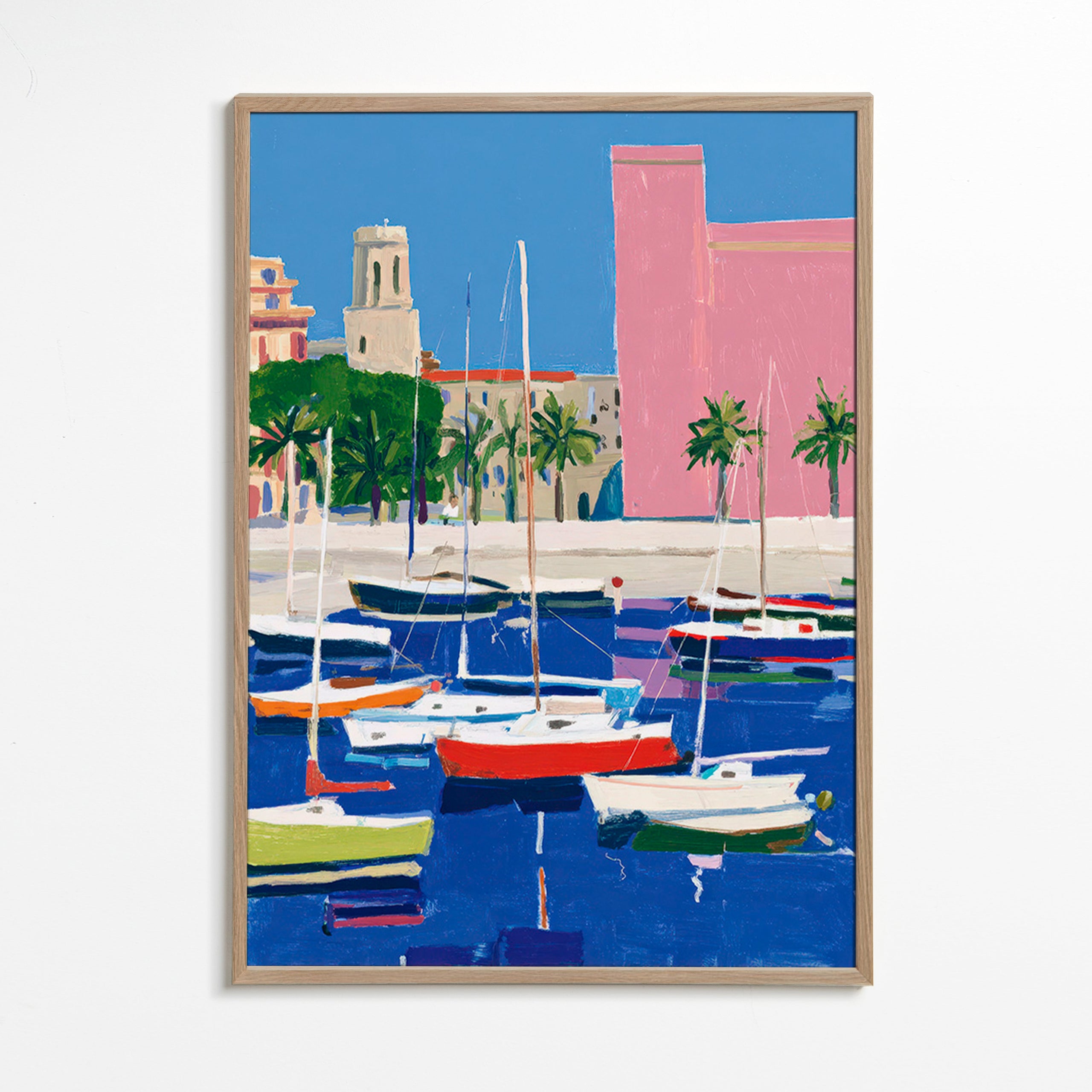 Havenlandschap in pastelkleuren