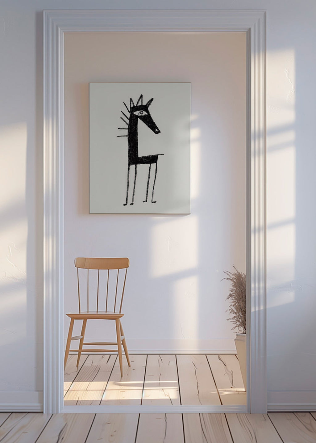 Kunstwerk klein wezen lijntekening