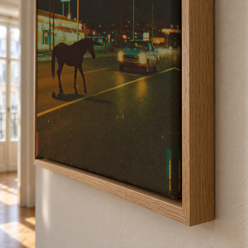 Horse Crossing - Framed canvas detail