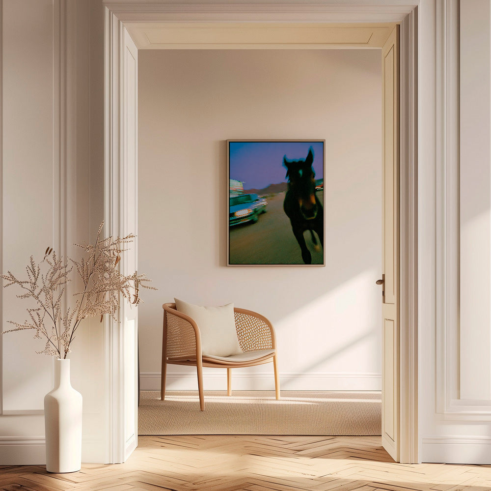 Artwork paard in beweging bij schemer