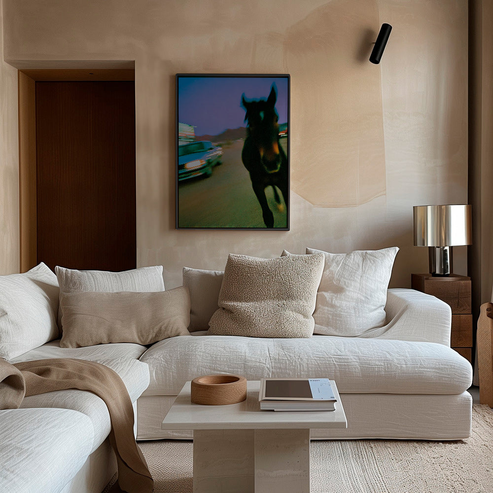 Artwork paard in beweging bij schemer