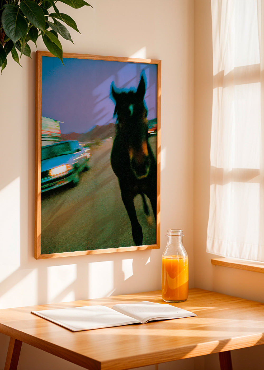 Artwork paard in beweging bij schemer