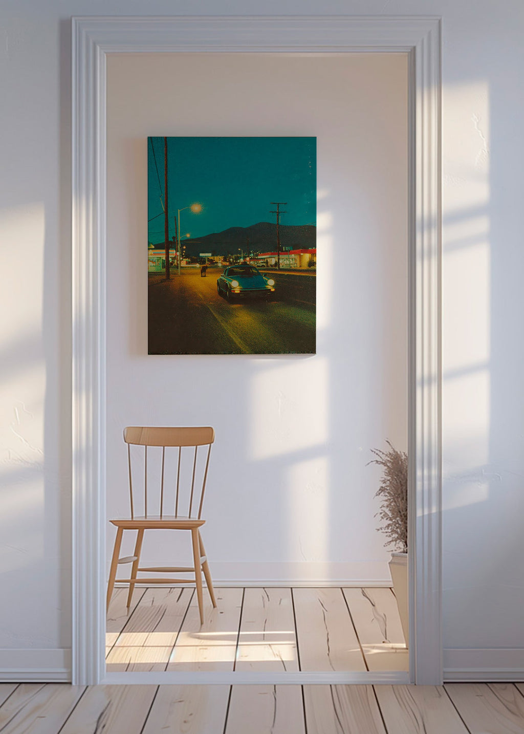 Landschap kunst: woestijnweg 's nachts