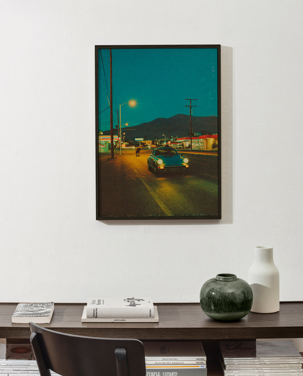 Landschap kunst: woestijnweg 's nachts