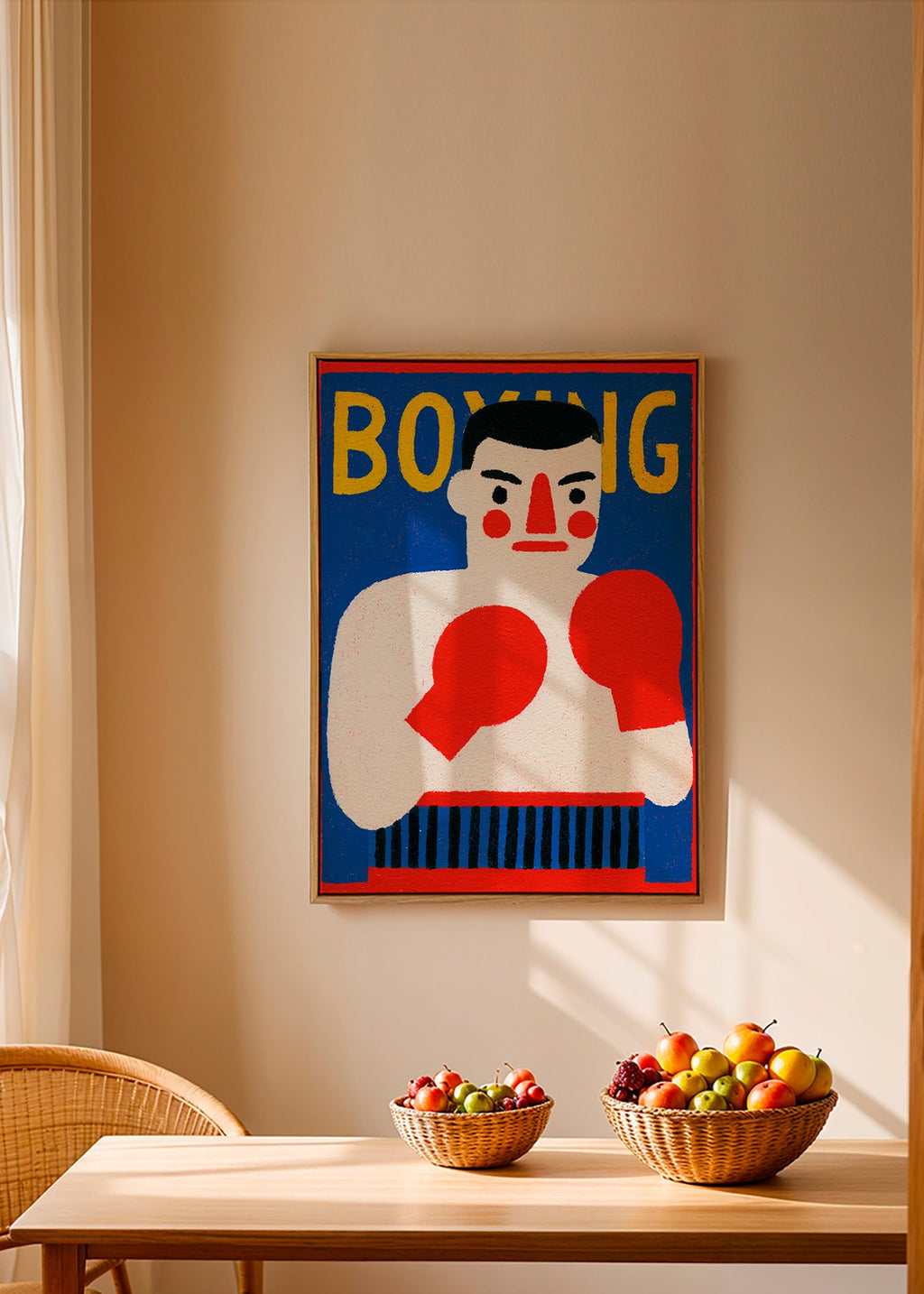 Sportkunst: geïllustreerde bokserposter