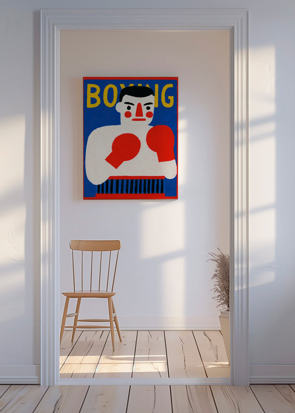 Sportkunst: geïllustreerde bokserposter