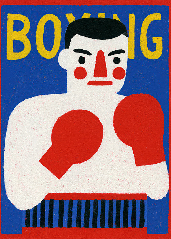 Sportkunst: geïllustreerde bokserposter