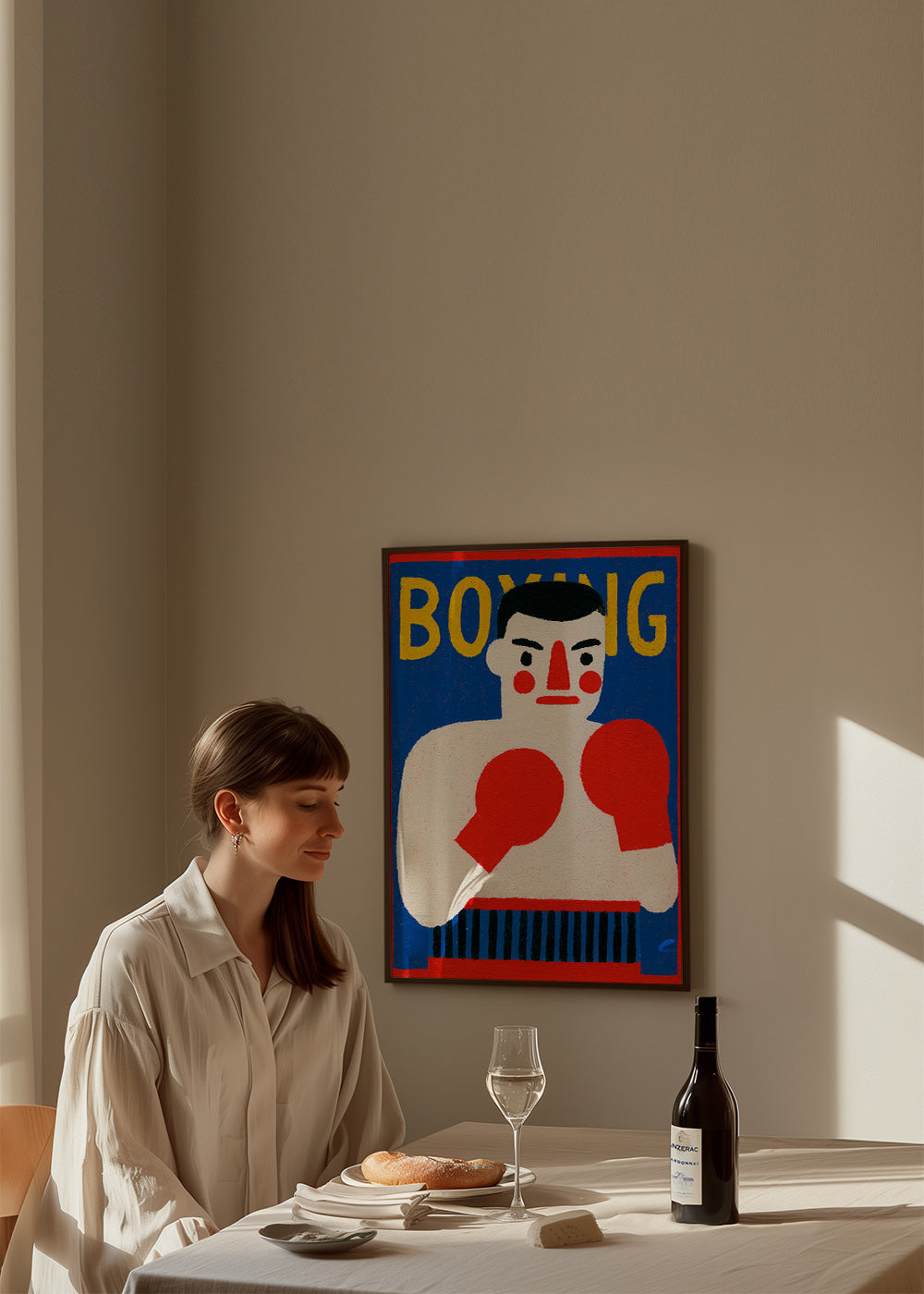 Sportkunst: geïllustreerde bokserposter