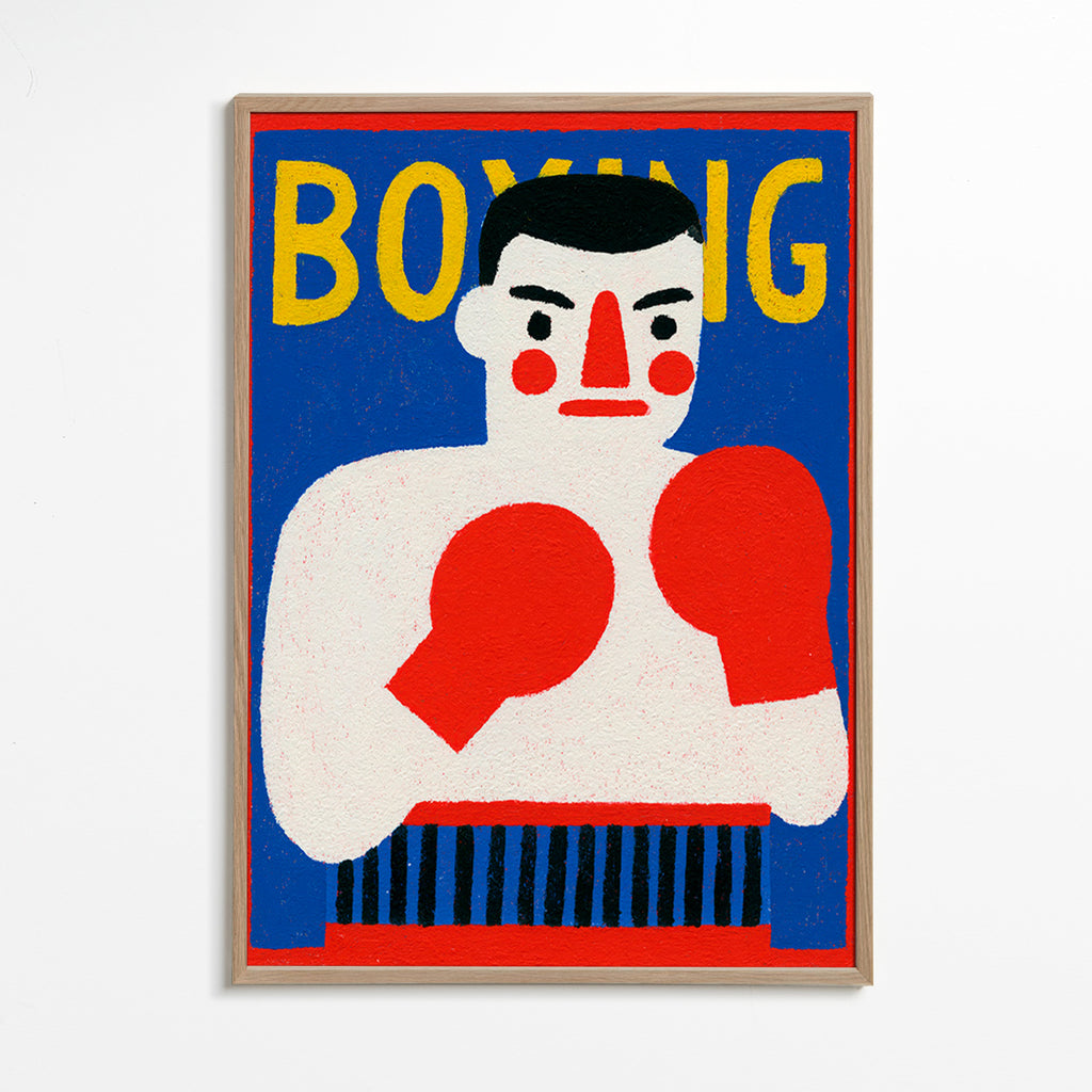 Sportkunst: geïllustreerde bokserposter