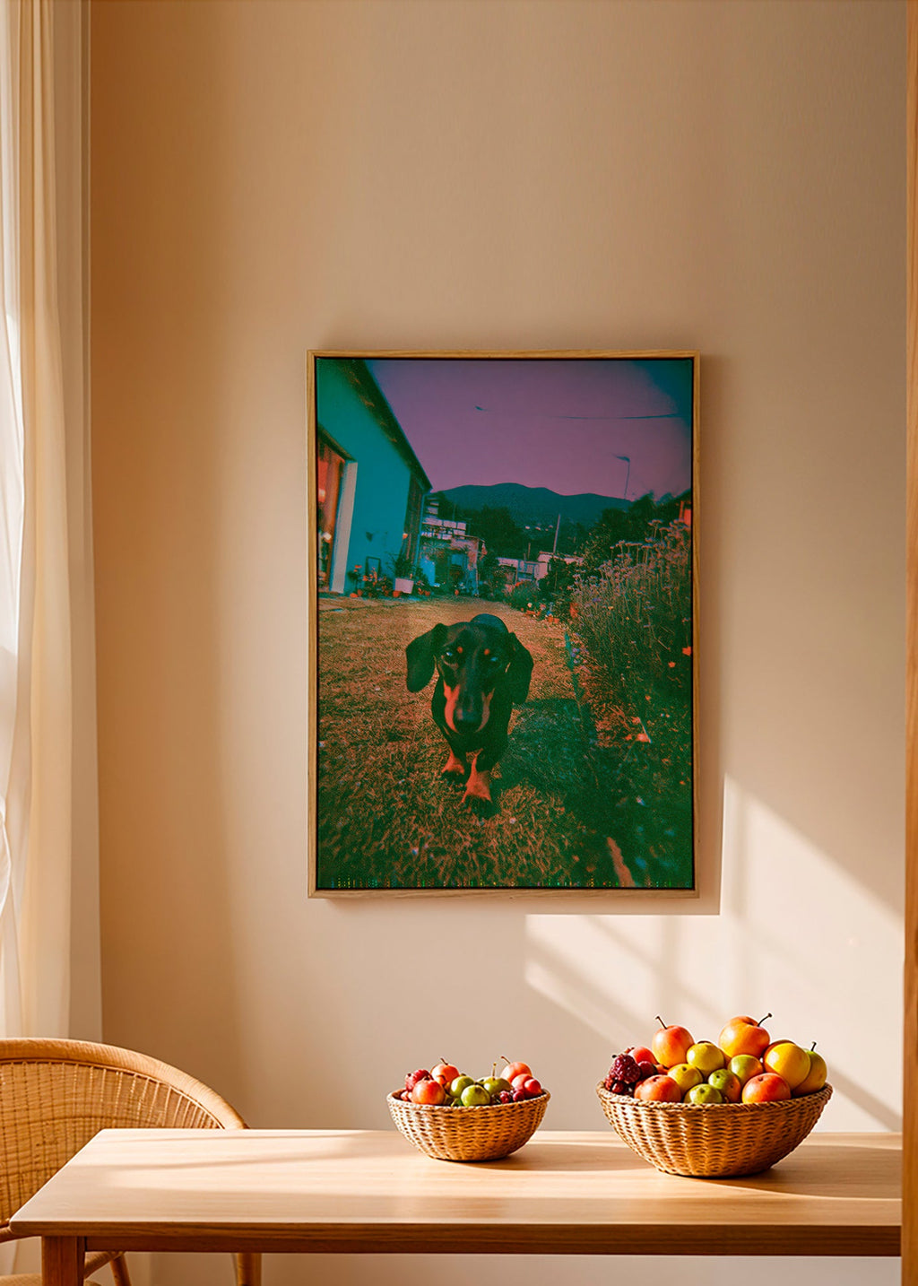 Hond bij schemering foto