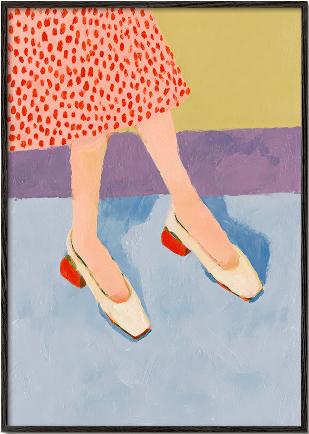 Illustratie rode schoenen met patroonrok