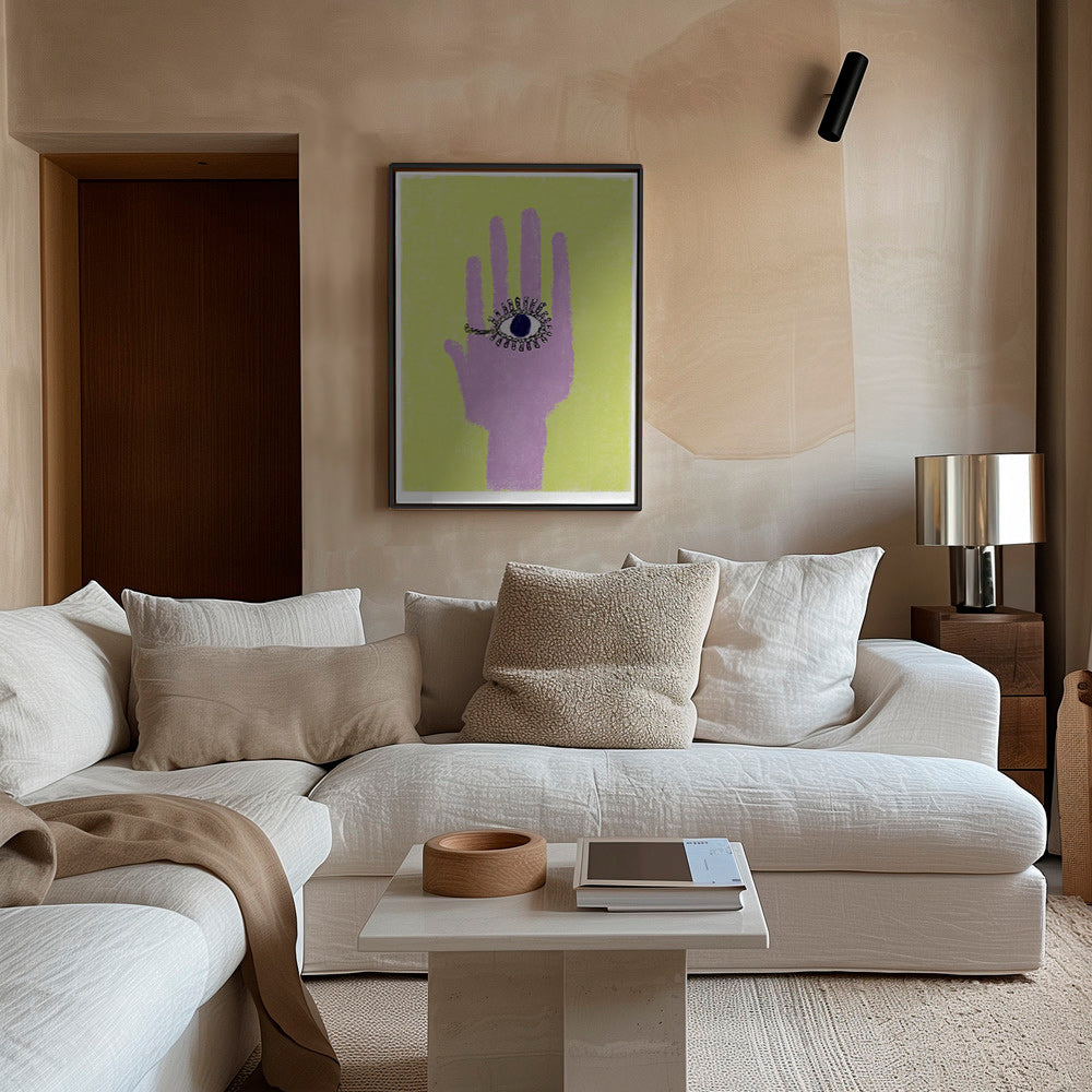 Illustratie hand met oog in handpalm