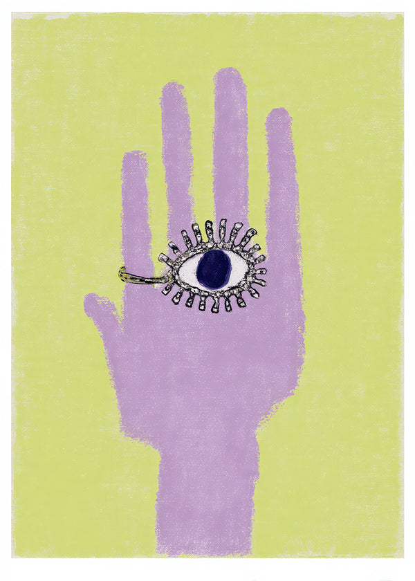 Illustratie hand met oog in handpalm
