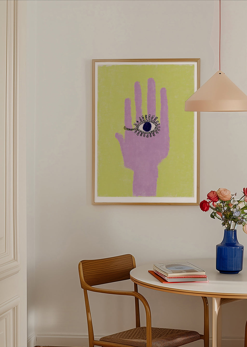 Illustratie hand met oog in handpalm