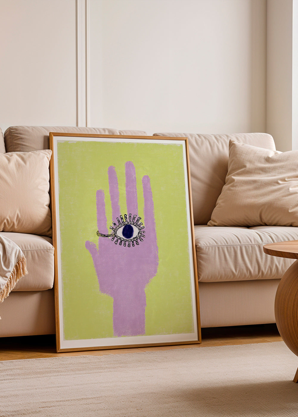 Illustratie hand met oog in handpalm
