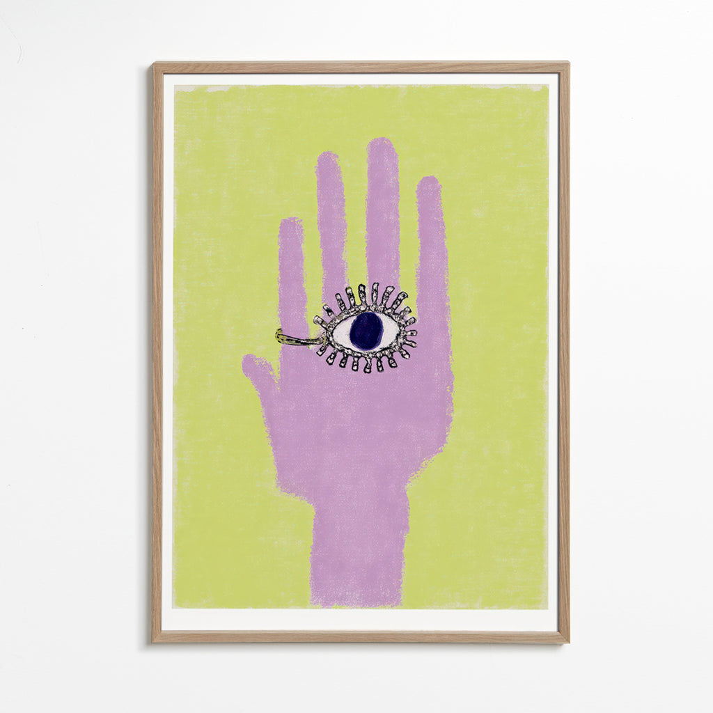 Illustratie hand met oog in handpalm