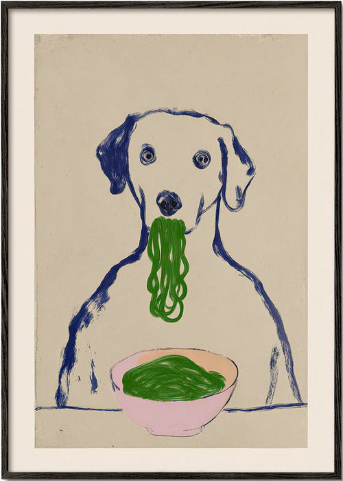 Keuken kunst: hond met noedels