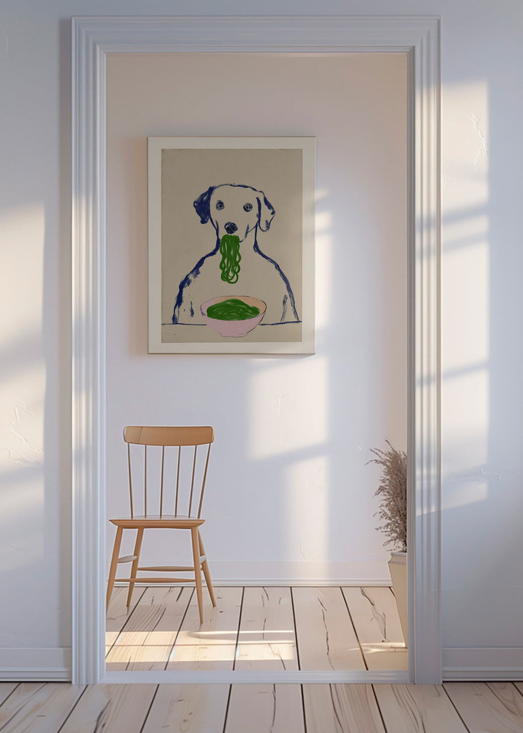 Keuken kunst: hond met noedels