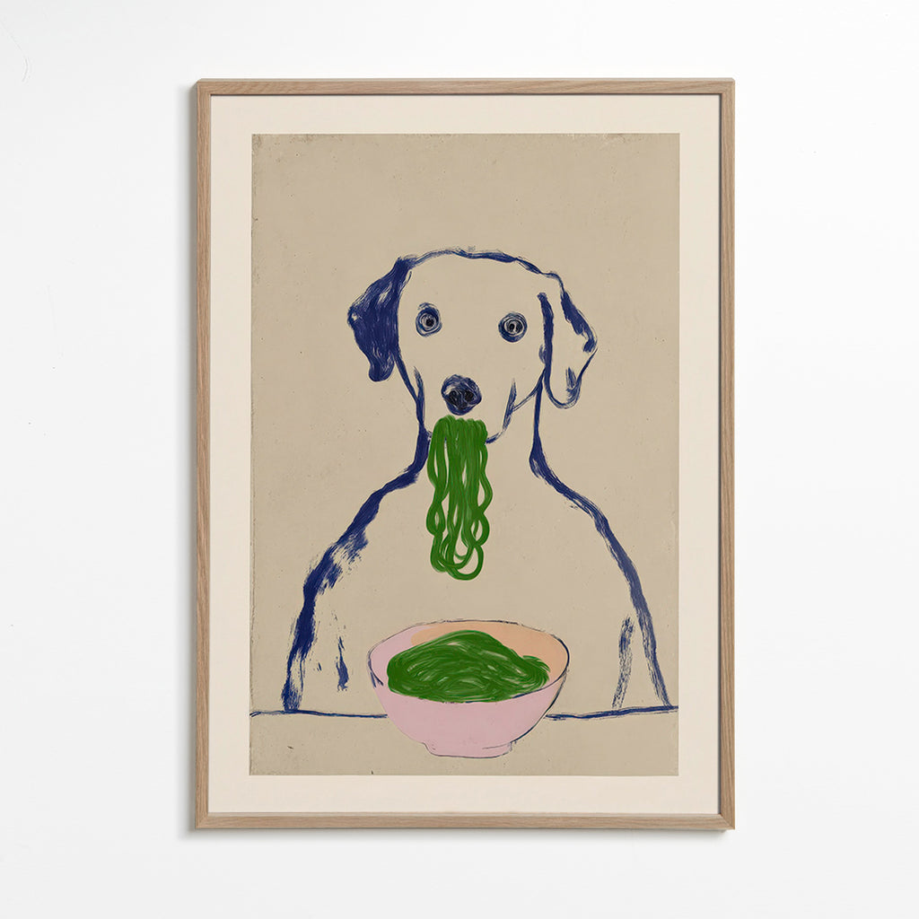 Keuken kunst: hond met noedels