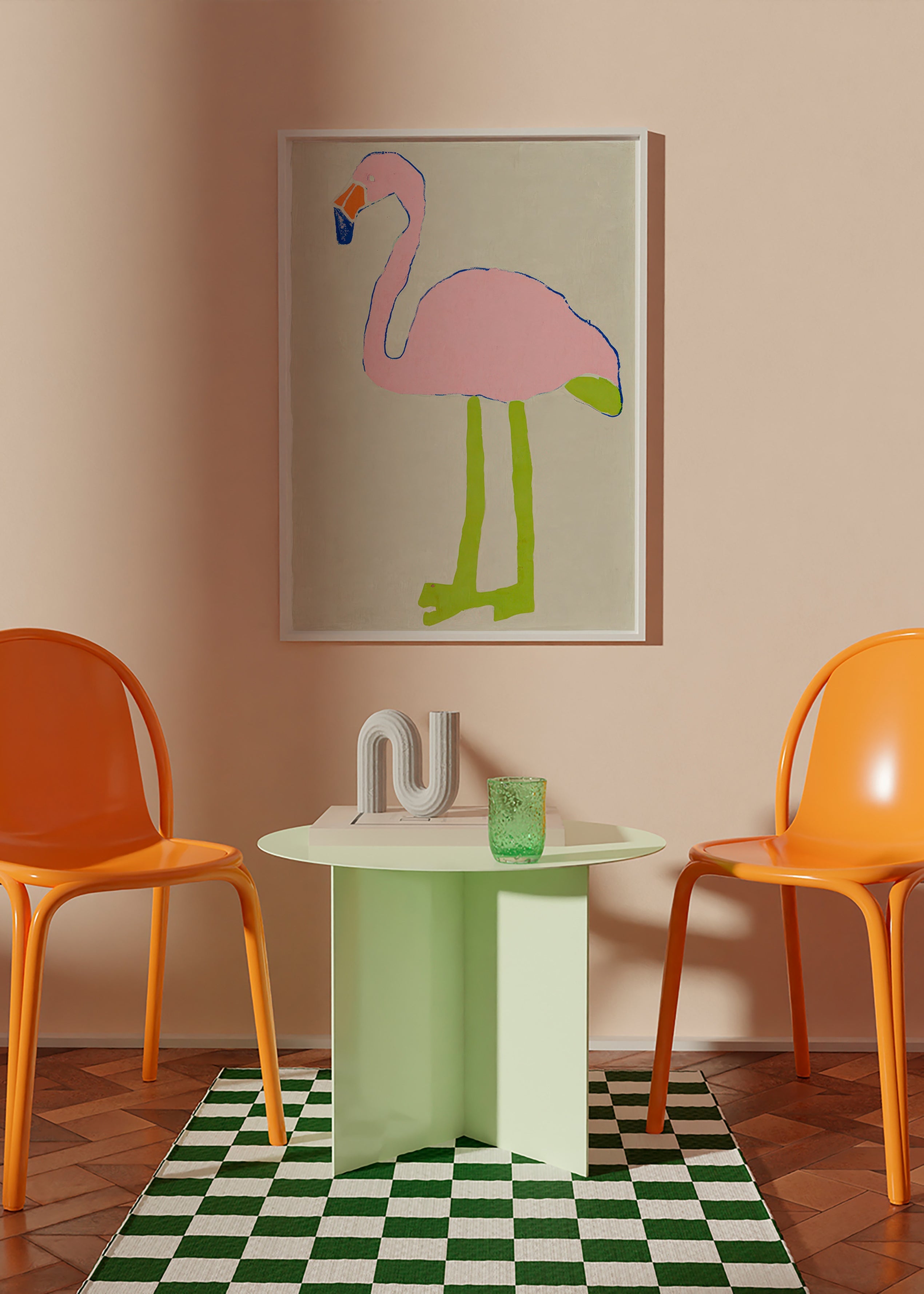 Roze flamingo kunstposter