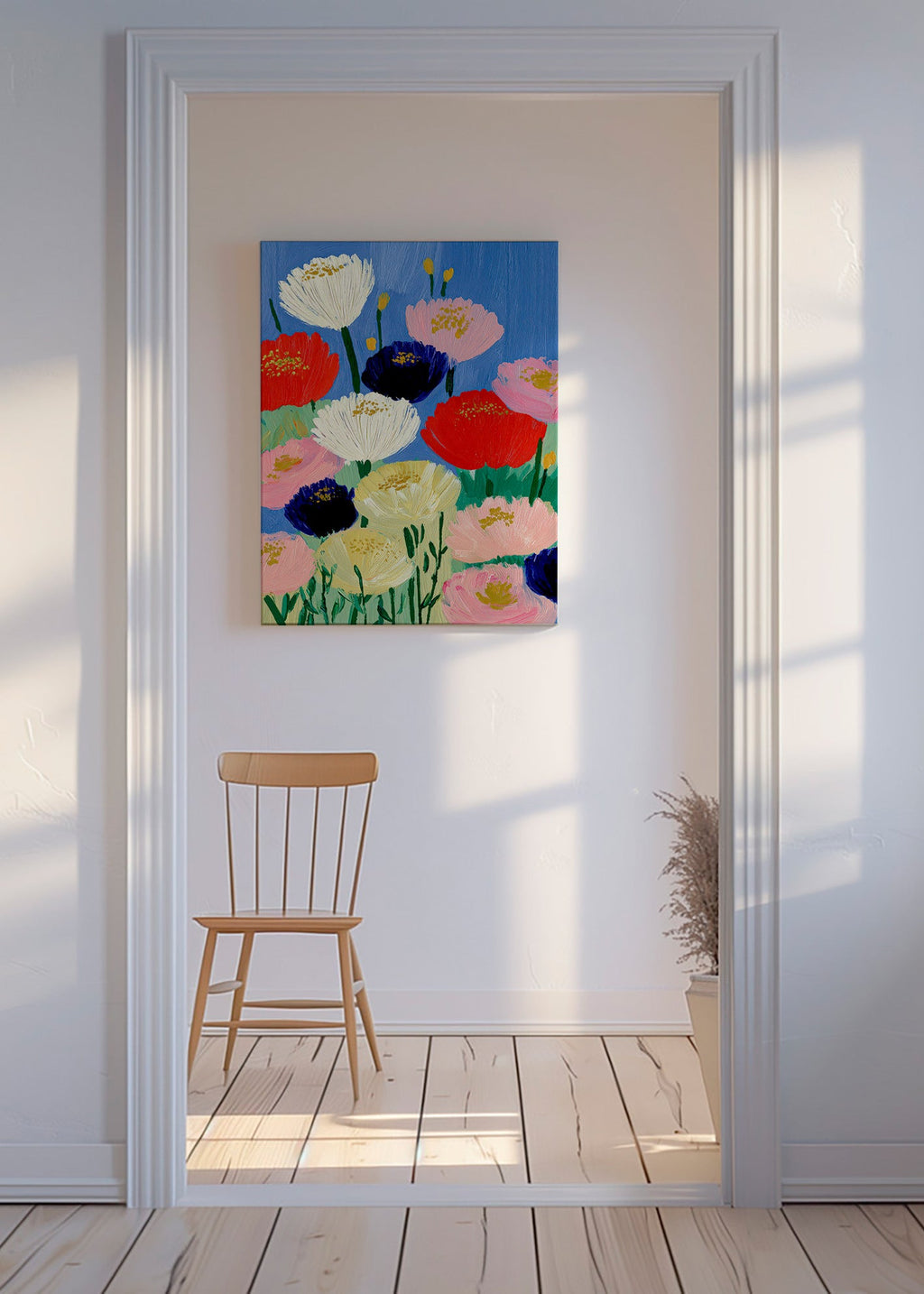 Botanische print met gedurfde penseelbloemen