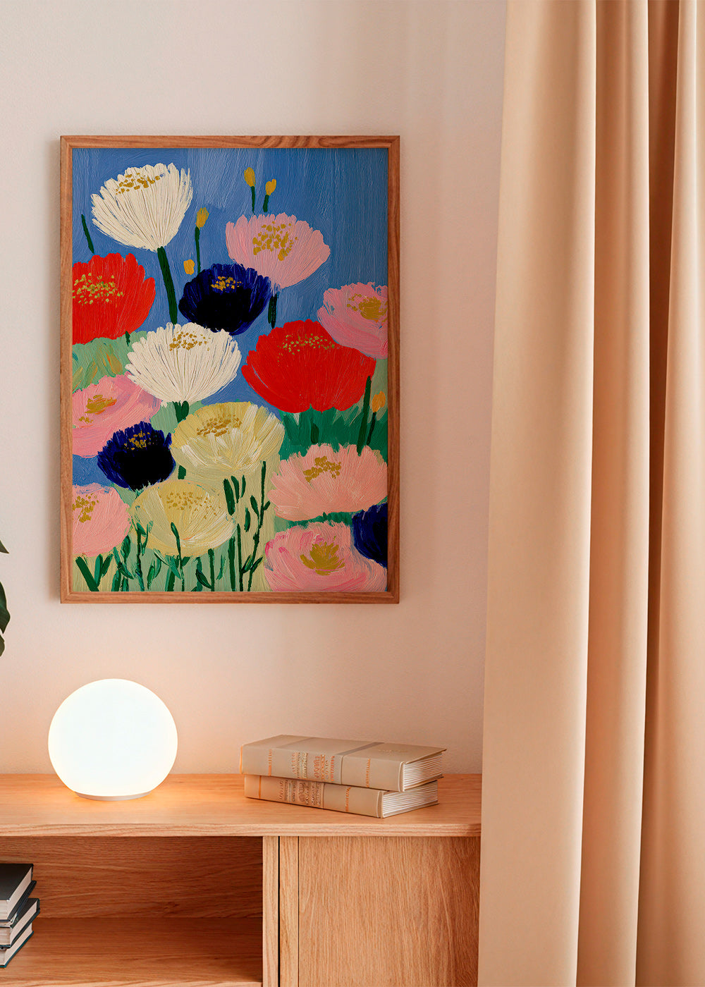 Botanische print met gedurfde penseelbloemen
