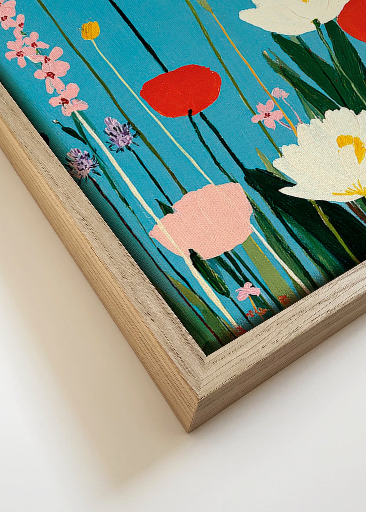 Botanische print wilde bloemen op blauw