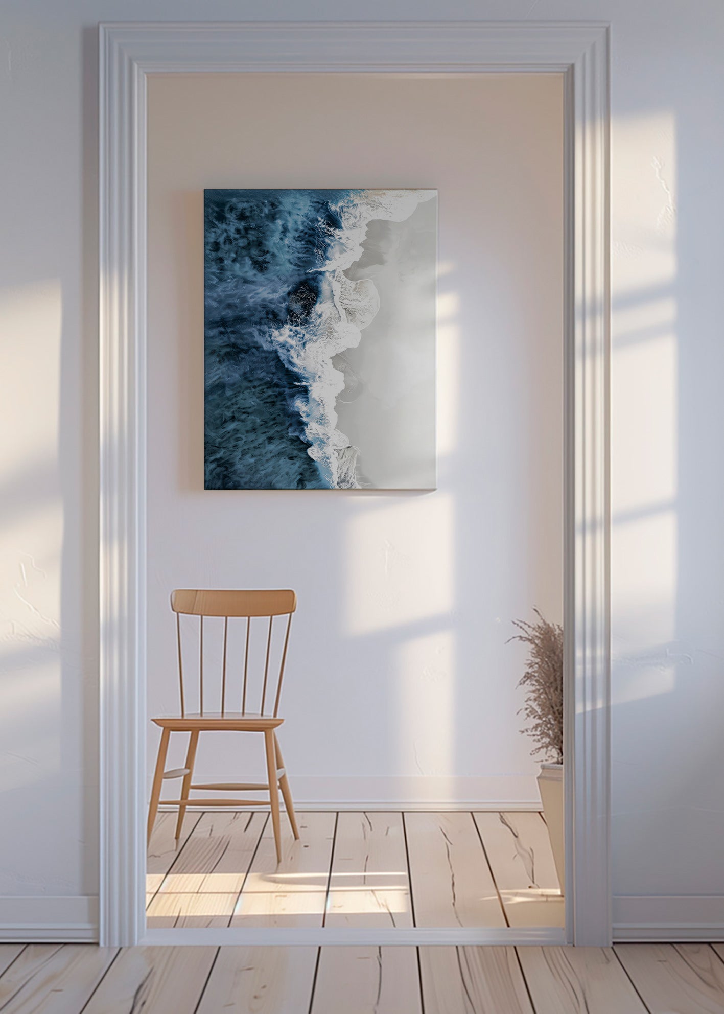Cuadro de paisaje met luchtgolven en grafisch schuim