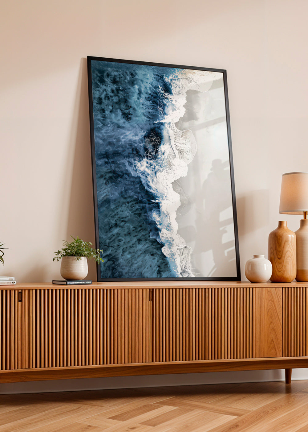 Cuadro de paisaje met luchtgolven en grafisch schuim