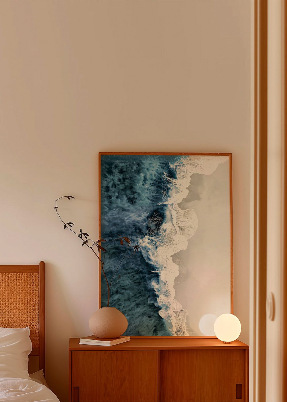 Cuadro de paisaje met luchtgolven en grafisch schuim