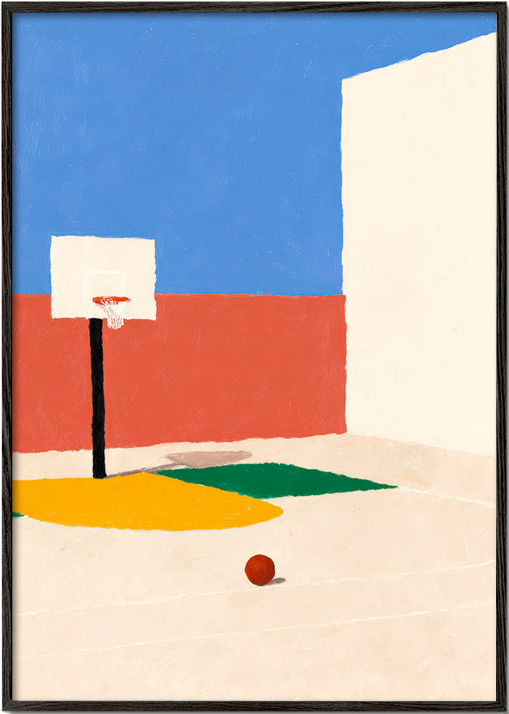 Sportkunst: minimalistisch veld met bal
