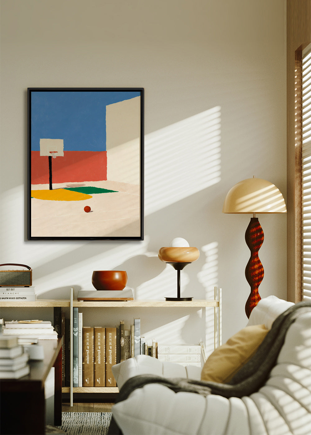 Sportkunst: minimalistisch veld met bal