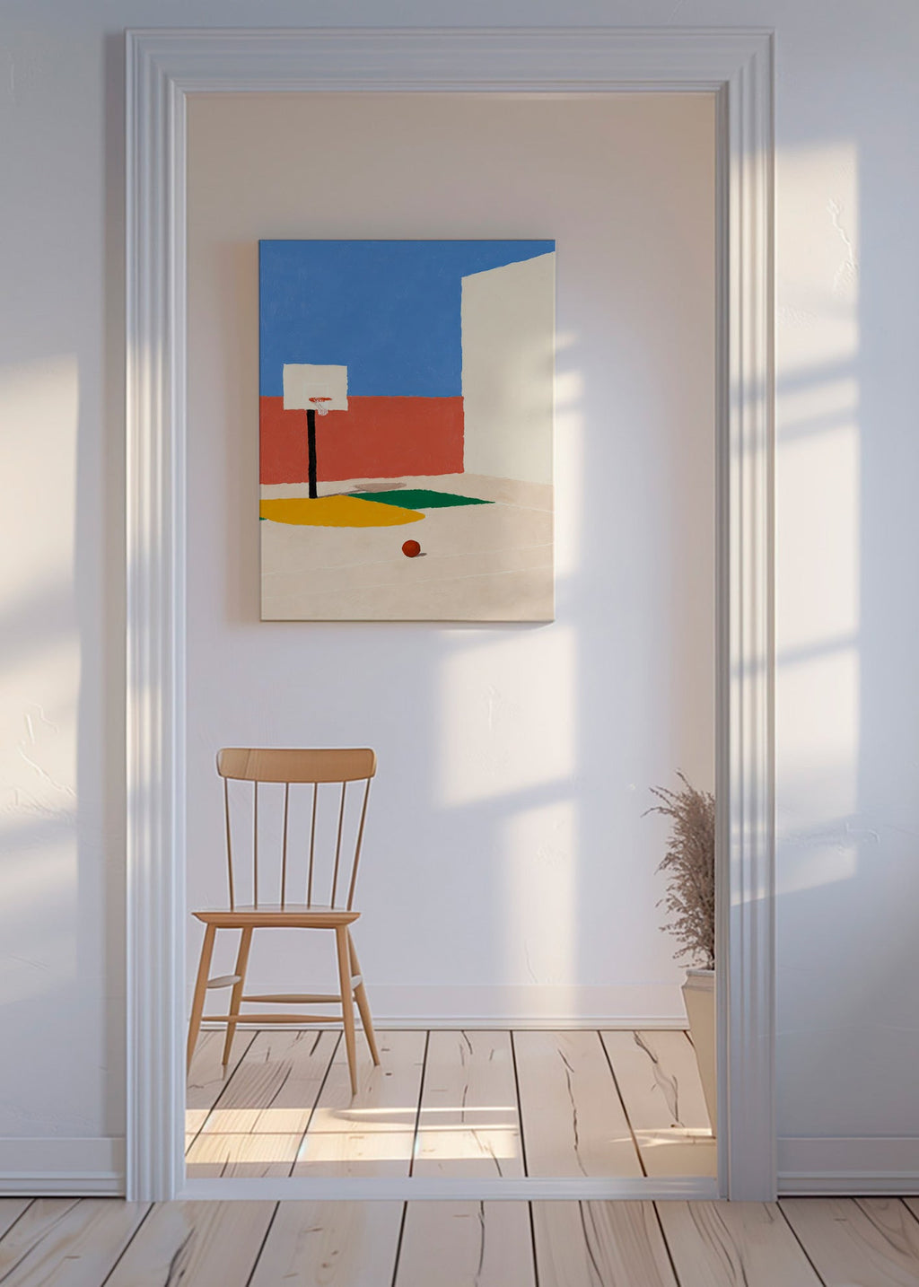 Sportkunst: minimalistisch veld met bal