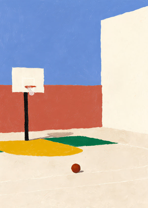 Sportkunst: minimalistisch veld met bal