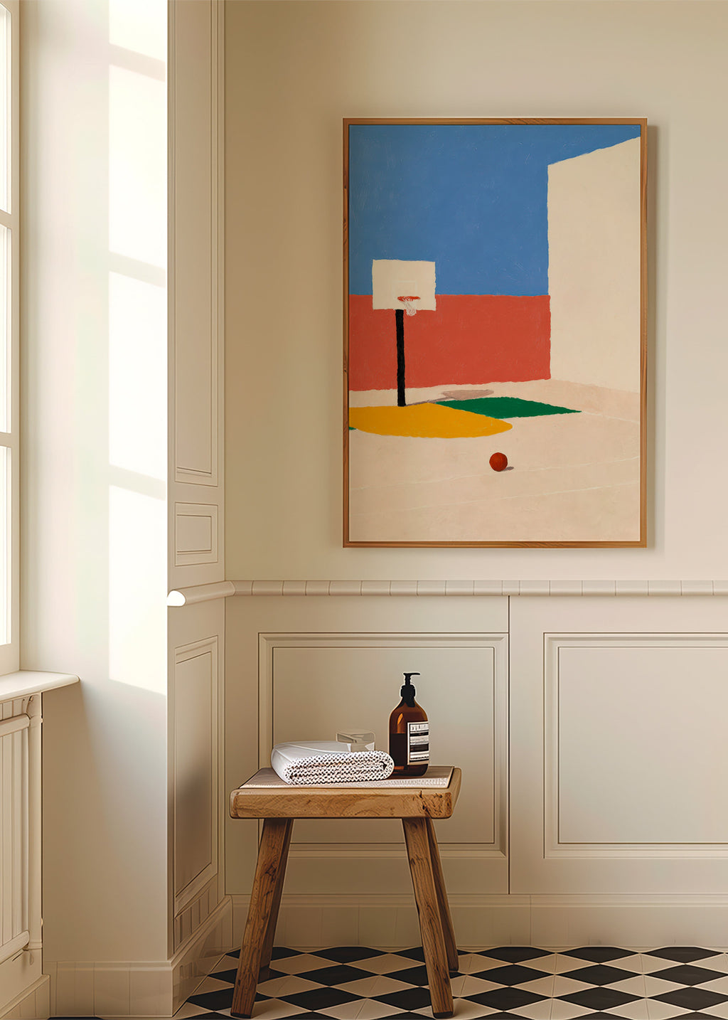 Sportkunst: minimalistisch veld met bal