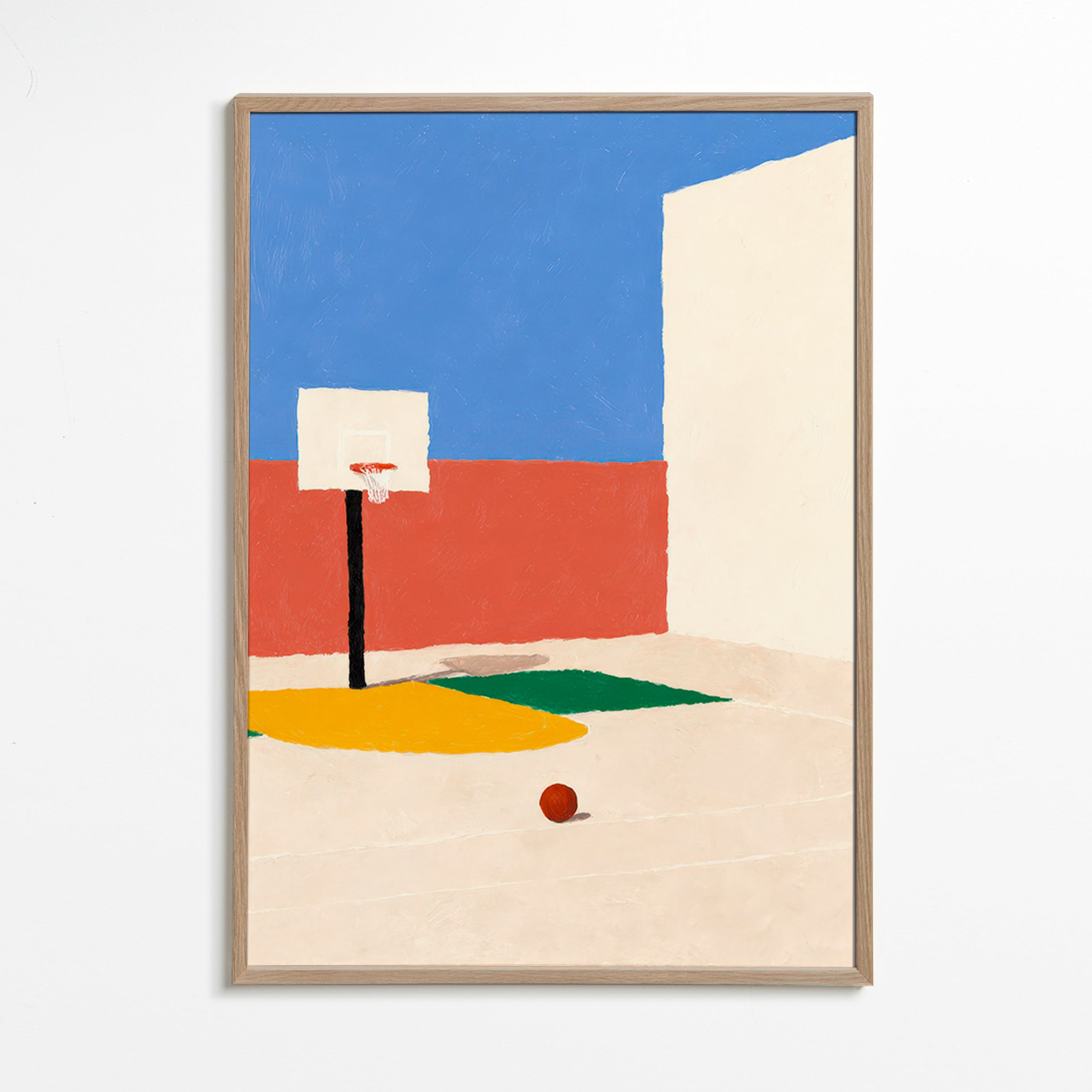 Sportkunst: minimalistisch veld met bal