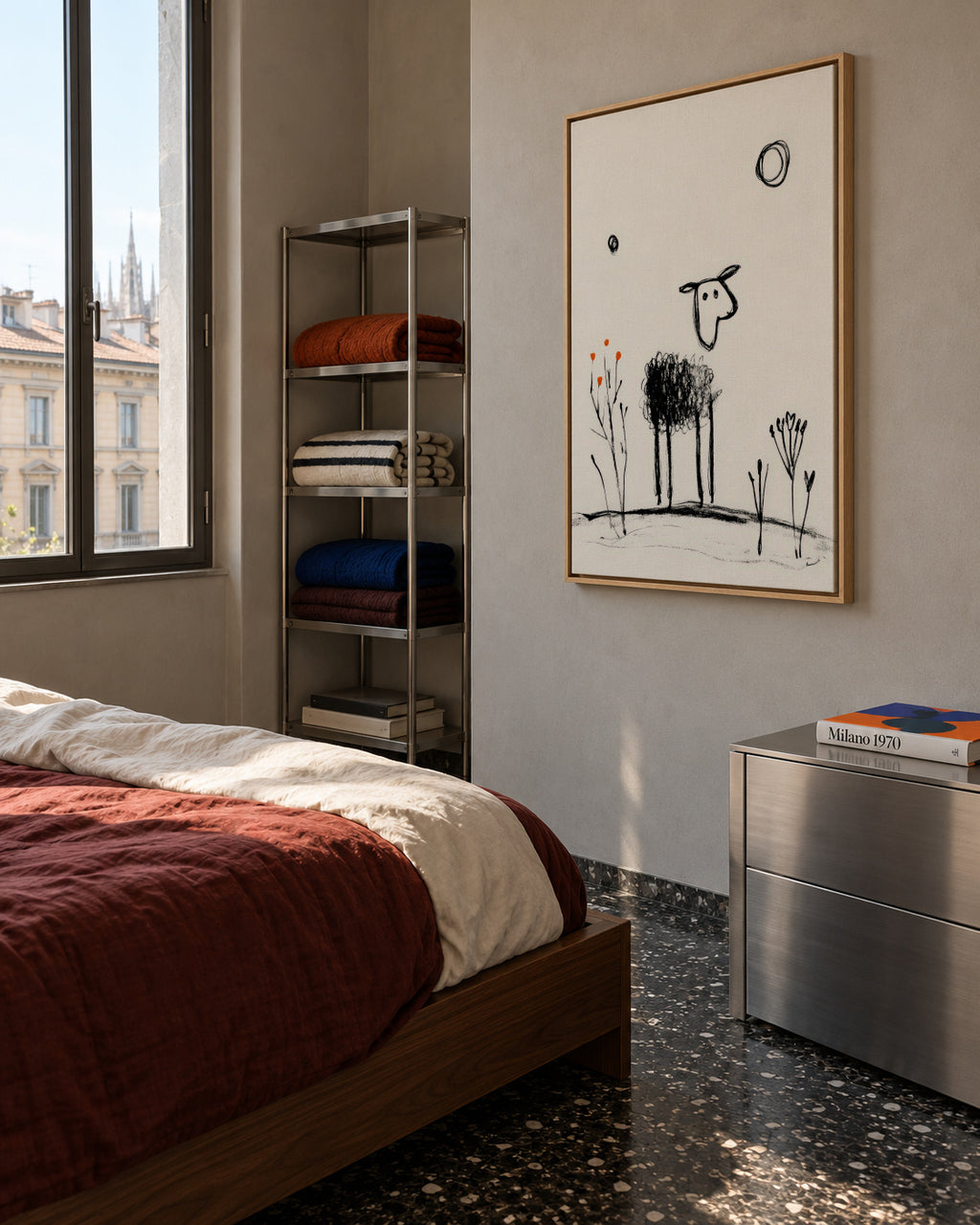 Lonely Sheep - Framed canvas in an interior
