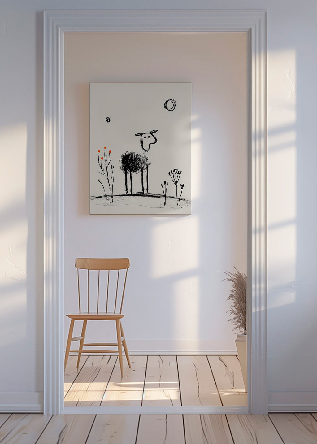 Minimalistisch schaap lijntekening
