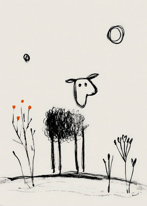 Minimalistisch schaap lijntekening