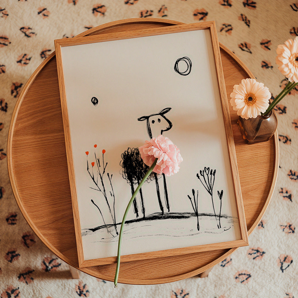 Minimalistisch schaap lijntekening