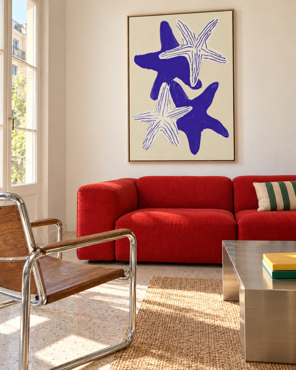 Indigo Starfish - Framed canvas in an interior
