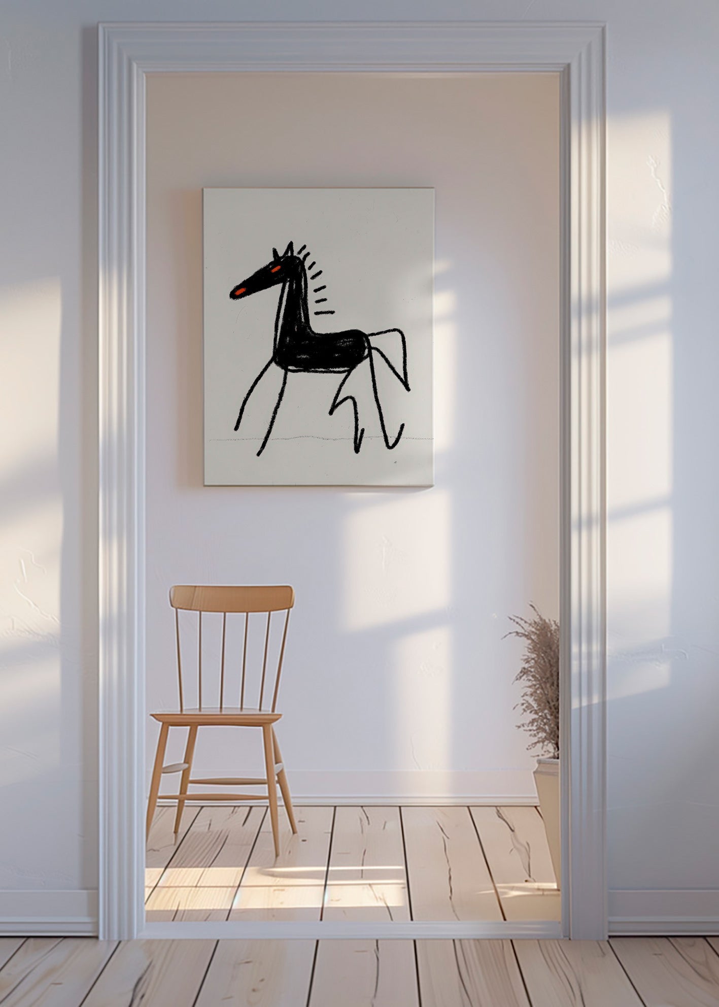 Schets zwart paard