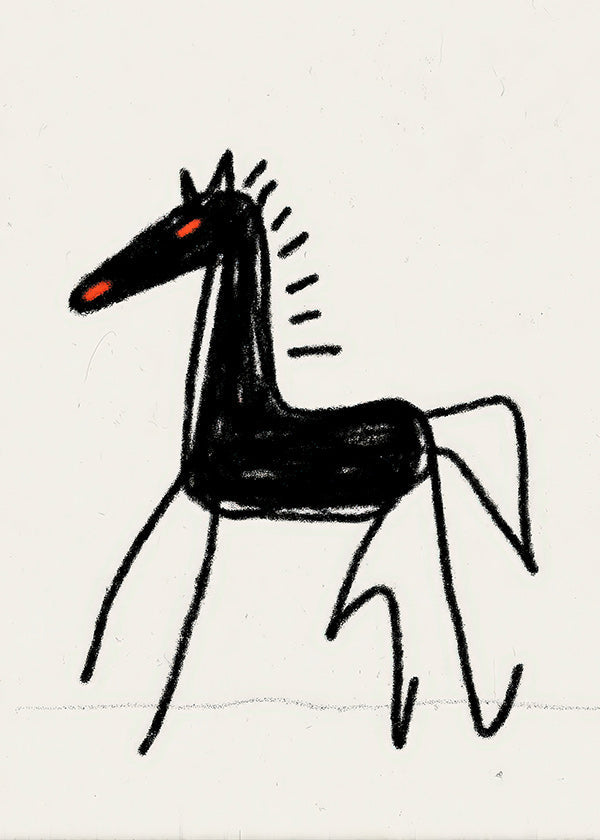 Schets zwart paard